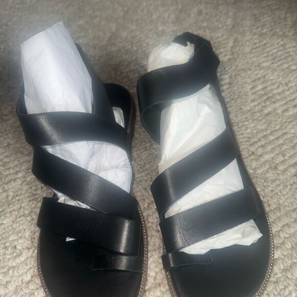Womens Franco Sarto Black Leather Strappy Sandals size 9 EUC - Picture 2 of 5